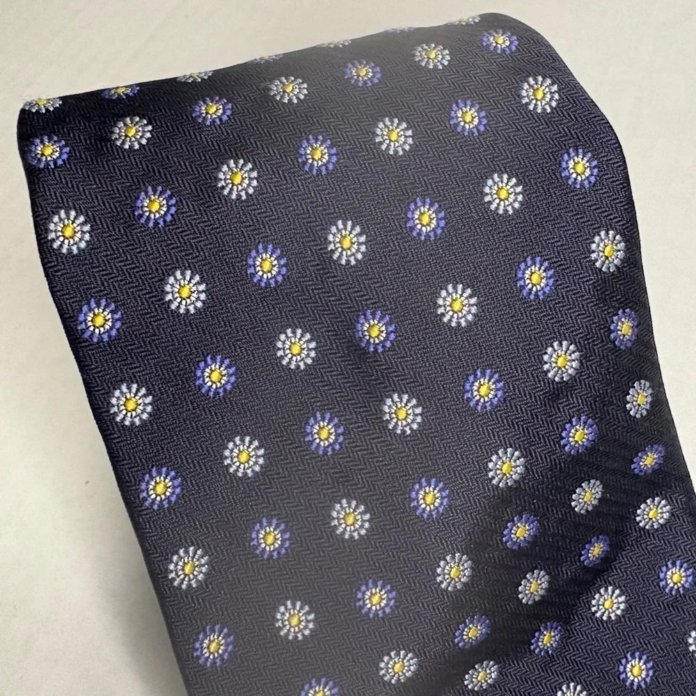 Brooks Brothers Makers Necktie Men's Silk Blue Floral Made‎ in USA England